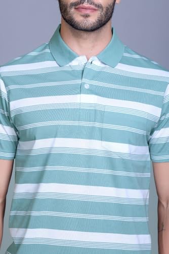 Image of SANE ORIGINALS Half Sleeve Polo T-Shirt for Men with Pocket || Stripe Collar and Pocket T-Shirt for Men Half Sleeves