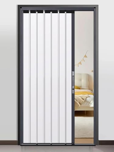 Custom Size Folding Door with Lock & Keys - Removable Waterproof Sliding Door for Outdoor Use, Dimensions 46x80in (116x203cm), Durable Temporary Entry Solution