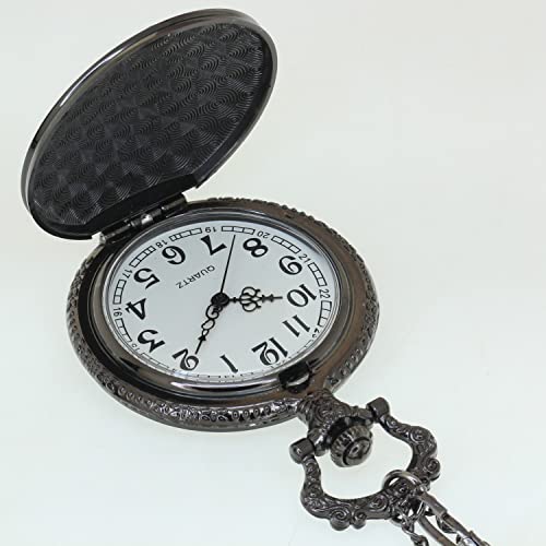 Fobtime Vintage Black Eagle Ravenclaw Quartz Pocket Watch Necklace Retro Analog Chain Copper Men Women Children Kids Gift 1 Pc Necklace 1 Pc Clip Key Rib Chain #TOP5