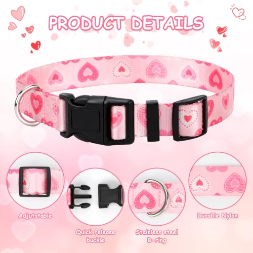 Image of 5 Pack Heart Goat Collars with Bells,Anti-Lost Pet Collar | Adjustable Nylon Collar & Sheep Grazing Copper Bells for Small Farm Animal Sheep Calf Cow Accessories(13.7 inch-20.5 inch)