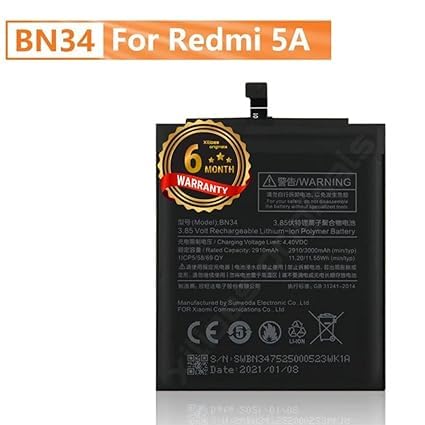 Image of BN34 Battery for Redmi 5A / 5A / MCG3B / MCI3B / Battery with 6 Month Warranty** (Y227)