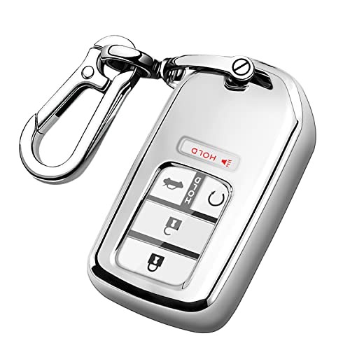 QBUC for Honda Key Fob Cover with Keychain,Soft TPU Full Cover Protection Key Fob Shell Compatible with Honda Accord Civic CRV HRV Pilot Odyssey Passport Smart Remote Key Fob Case (Silver) QBUC for Honda Key Fob Cover with Keychain,Soft TPU Full Cover Protection Key Fob Shell Compatible with Honda Accord Civic CRV HRV Pilot Odyssey Passport Smart Remote Key Fob Case (Silver)
