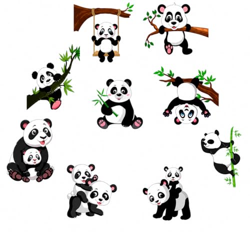 Image of RSB HUB Switch Board Vinyl Sticker, Cute Panda Wall Switch Stickers | Decorative Light Switch Socket Cover Decals for Kids Room, Nursery & Home Decor | Easy Peel & Stick Set of 9