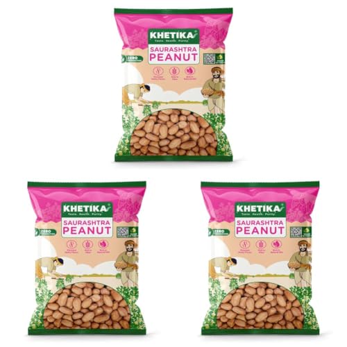 Image of Khetika Peanuts 1Kg | Ground Nut Raw, Groundnut, Raw Peanuts, Moongfali, Unpolished, Rich in Protien & Fiber, Naturale (Pallilu) (Pack of 3)