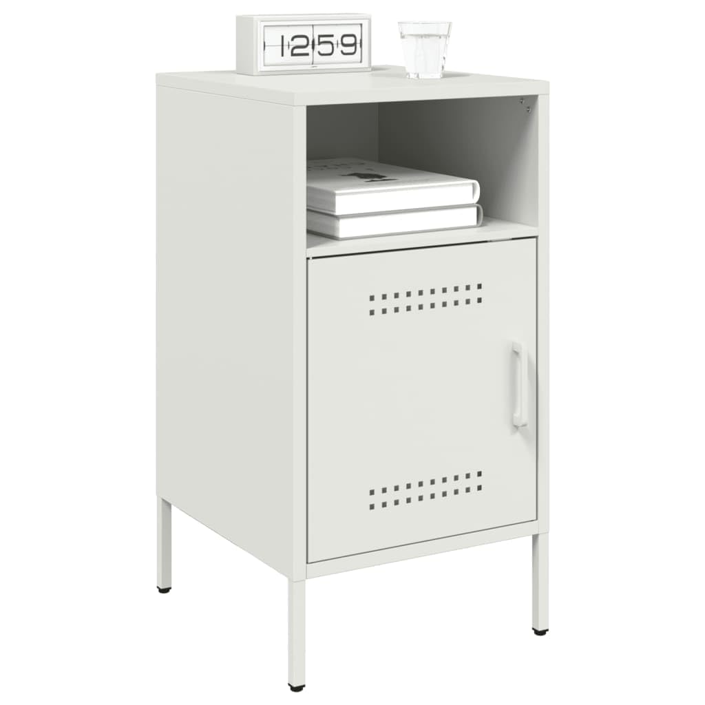 Industrie-Stil Nachttisch aus kaltgewalztem Stahl mit verstellbaren Füßen und praktischer Tür für optimalen Stauraum im Schlafzimmer oder Wohnzimmer