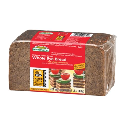 Mestemacher Natural High Fiber Bread 3 Flavor Variety Bundle: (1) Mestemacher Organic Three Grain Bread, (1) Mestemacher Pumpernickel Bread, and Mestemacher Whole Rye Bread, 17.6 Oz. Ea. (Pack of 3)
