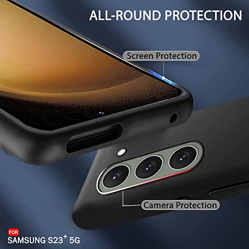 Image of TheGiftKart Sleek Back Cover Case for Samsung Galaxy S23 Plus 5G | Slim Fit Protective Design | Ultra Matte Finish | Camera Protection Bump | Soft Silicon Back Cover for Samsung S23 Plus 5G (Black)