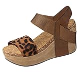  Minetom Sandalias Mujer Cuña Alpargatas Plataforma Bohemias Romanas Flip Flop Mares Playa Gladiador Verano Tacon Planas Zapatos Zapatillas Negro Beige 35-43 A Leopardo EU 42