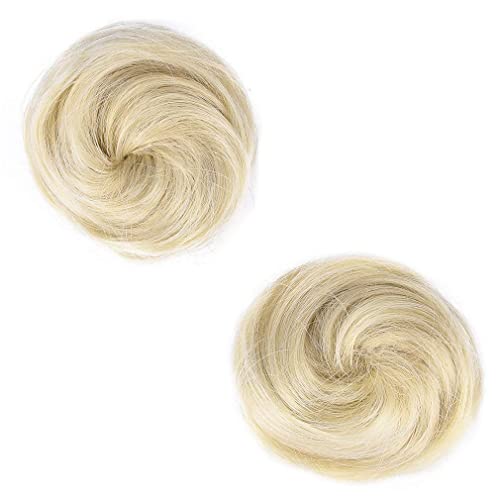 REECHO 2 PCS Mini Claw Clip in Messy & Cat Ears Hair Bun Extensions Wig Accessory Updo Hairpieces for Women Girls (Pack of 2-3" Straight