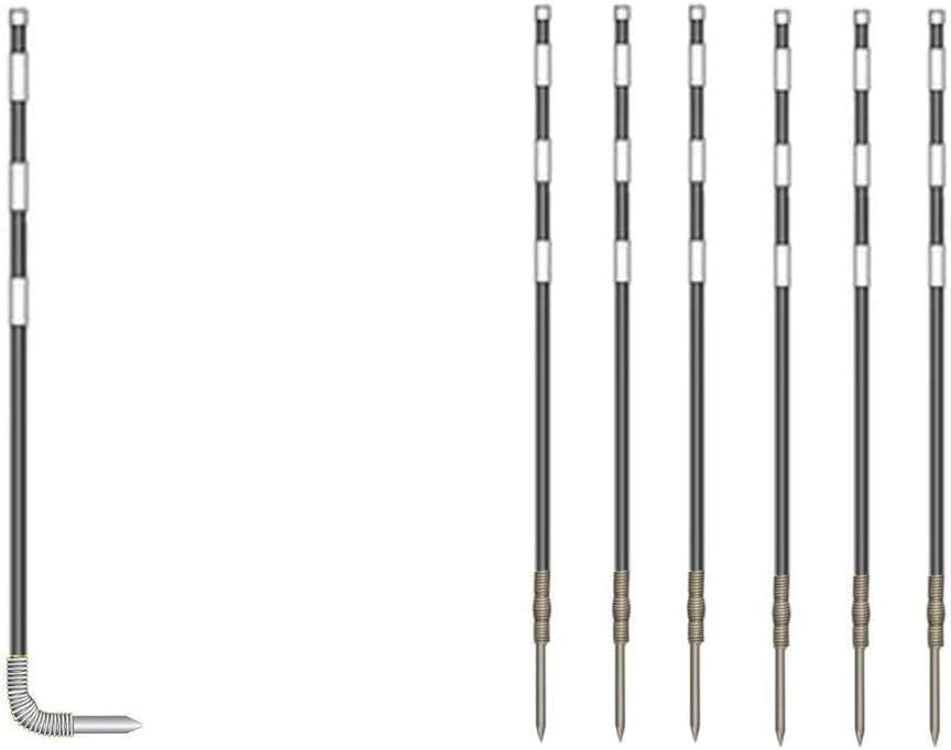 Rebound Reflective Driveway Markers, 4ft Fiberglass Flexible Round Rebounding “Spring Loaded Poles” with Night Time Reflective Marks, Frozen Ground Penetrating Spikes Easy Installation , 6Pk Black