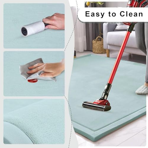 Tapis de jeu enfant vert clair 50x180 cm en velours éponge doux - 6