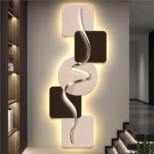 Arte de pared LED geométrico 3D, mural iluminado de cerámica de cristal para dormitorio, sala de estar, pasillo, pintura de pared premium con iluminación ambiental