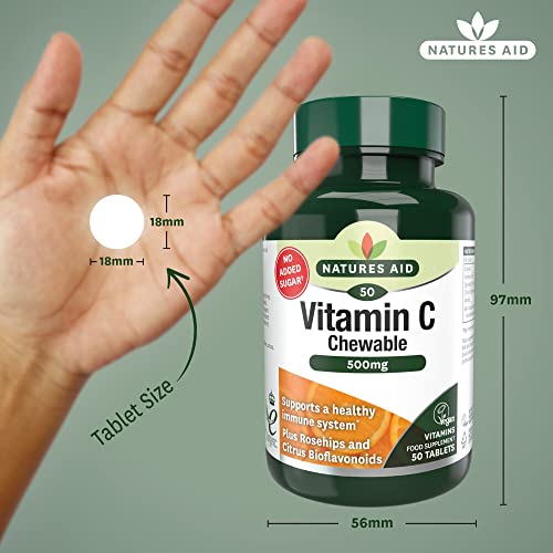 Natures Aid Vitamin C 500mg 50 Chewable Tablets – Supports Immune System & Skin Health - High Strength, Sugar Free, Vegan, Non-GMO – Antioxidant Supplement - Image 4