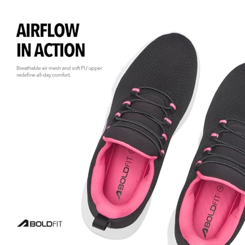 Image of Boldfit Walking Shoes for Women, Breathable Mesh Upper Cushioned Insole & Durable Eva Sole Lightweight, Slip-Resistant Sneakers for Daily Use Walking Shoes for Woman
