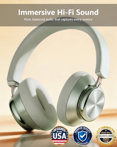 Image of Wentronic Y03 Bluetooth Headphones Wireless Active Noise Cancelling Over Ear Headphones 48 Hours Playtime High Sound Quality 6 EQ Music Mode Headphones with Soft Ear Cushion - Green