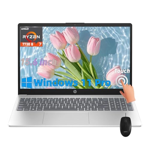 Image of HP 15.6'' Touchscreen Business Laptop - Windows 11 Pro, AMD Ryzen 7 7730U (8-Core, Up to 4.5 GHz), Fast Charging, Anti-Glare, Copilot Key, Wi-Fi 6, w /Logitech Wired Mouse(64GB RAM | 2TB SSD)