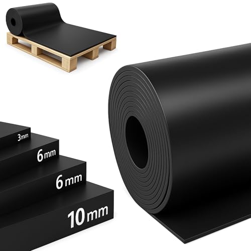 ETM SBR Gummimatte 120 x 50 cm. 2 mm - Meterware - Schwarz & Glatt - Bautenschutzmatte Antirutschmatte Gummi Boden Matte - Bodenbelag Gummiplatte Gummistreifen