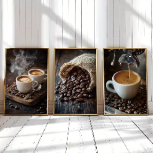 Impression sur toile grand format 60x90 cm triptyque de café sans cadre art mural abstrait