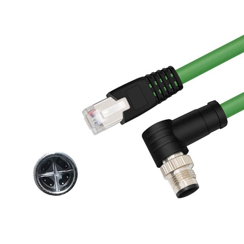 Cable Ethernet Industrial Cat7 M12 a RJ45 1 m Verde miniatura 1