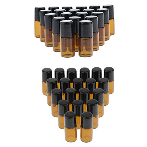 dailymall 40 frascos de vidro âmbar roll-on com bolas de aço inoxidável para óleos essenciais, frasc