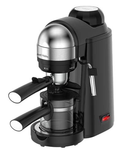 Image of Russell Hobbs RCM800C5 Espresso Machine with Integrated Frother 5 Bar Cappuccino & Latte Maker with Stainless Steel Filter Detachable Drip Tray Glass Carafe Overheat Protection 4 Cups