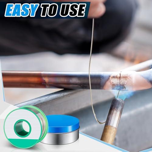 Image of Zonon 4 Pack Plumbing Solder Flux Kit Include 2 Pcs Solder Wire (3mm, 226g(1 /2 Lb),1 Pcs 100g Rosin Flux Paste and Brush for Plumbing Repairs