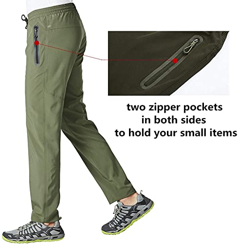 Kefitevd Men's Workout Pants Summer Hiking Pants For Men Active Pants For Men Moisture Wicking Jogger Pants Drawstring Sweatpants With Pockets Green #TOP3