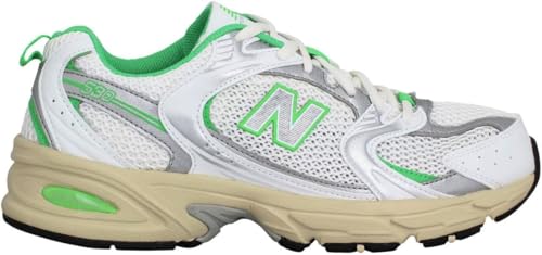 New Balance, 530 Trainers, Zapatillas de Moda Casual Fashion Running Unisex, White Lime Silver, 39.5 EU