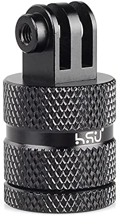 HSU Aluminum 1/4 inch 20 Camera Mount, 360 Degree Rotation Tripod Adapter Fits GoPro Hero, Sony, Xiaomi AKASO Camparki Action Cameras and Other Standard 1/4 Accessories