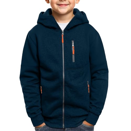 Boys Zip Up Hoodies Plain Oversized Fleece Jacket with Pocket Teens Fall Winter Warm Outdoor Athletic Sweatshirt2