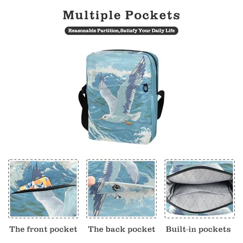 messenger bags Small Crossbody Bag Women Shoulder Handbags For Women Adjustable Strap for work work - Flying Seagullocean Waves2