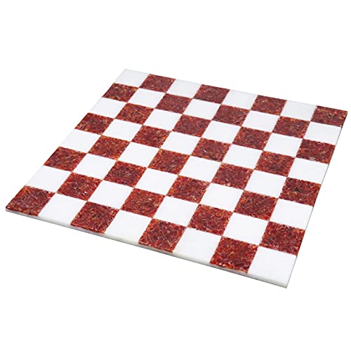 Échiquier de luxe en marbre rouge et blanc pour sublimer votre salon