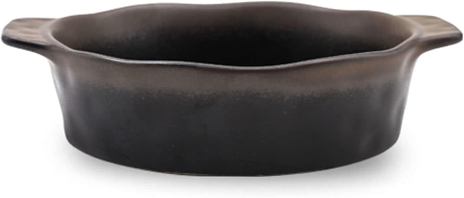 Porcelain Bakeware,Ceramic dish,Lasagne Dish Large Deep,Ceramic Casserole With Handle, Round Lasagna Pan, Microwave Baking Dish Oven Safe, Pan.-gray-35oz 1000ml (Color : Gray, Size : 35oz 1000ml) (Co