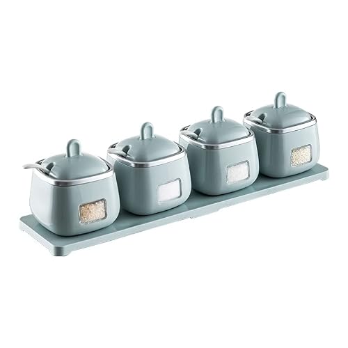 Kitchen Storage Container Condiment Container, 4-Compartment Seasoning Jar Storage Container, Contains 4 Tablespoons. These Spice Jars Are Used To Store Spices, Seasonings, Sugar, Salt And Pepper, Etc #TOP11