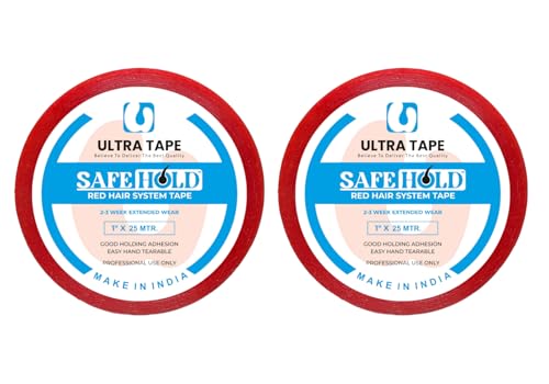 Image of Red Hair System Tape Double Sided Wig Tape 1 Inch X 20 Yards Pack 2 | Residue Free Removal, Skin Friendly, Hair Patch Protection, Easy Servicing, Strong Hold Adhesive Tape
