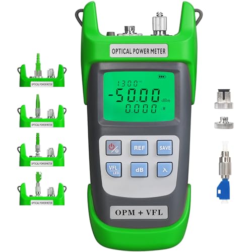 BAOSHLA A-G510B Optical Fiber Power Meter Built-in Visual Fault Locator 30KM Fiber Optic Cable Tester SC/FC/ST Interface OPM -50~+26dbm with FC-LC Adapter(Used for VFL)