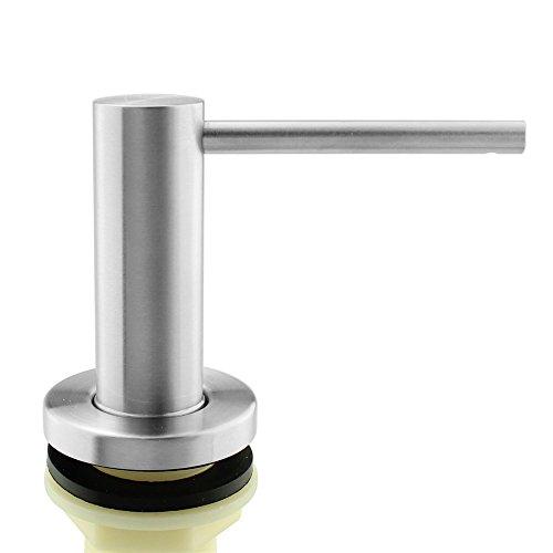 seafulee Sink Soap Dispenser Solid Heavy Modern Stainless Steel Brushed Nickel Deck Mounted Well Built Sturdy Kitchen Sink Countertop Soap Dispenser, Large Capacity 17 OZ Bottle
