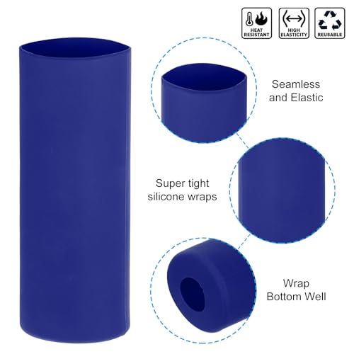 PATIKIL Silicone Sublimation Tumblers Sleeve, 2 Pcs Heat Resistant Seamless Tumblers Wrap for 30 Oz Skinny Sublimation Blank Cups, Blue - Image 4