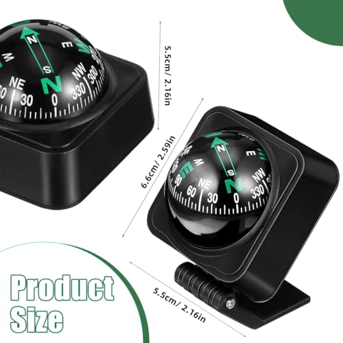 Image of Housoutil Car Dashboard Compass, Auto Navigation Ball for Car, Marine Direction Indicator Compass for Trucks, Vehicle Dashboard Ornament, Wayfinding Aid, Hiking Cycling Driving Boat Direction Guidance