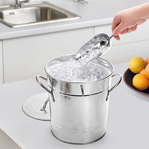 Youeon 4L Ice Bucket With Scoop And Lid, Galvanized Metal Bucket With Carry Handles, Double Walled Wine Bucket Chiller, Beverage Tub For Parities, Picnics, Camping, Outdoor Bar Use, Silver #TOP7