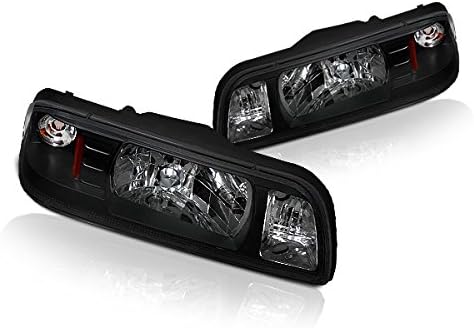 Clear Lens Headlights with Black Housing Made For And Compatible With Ford Mustang Fox Body 87-93