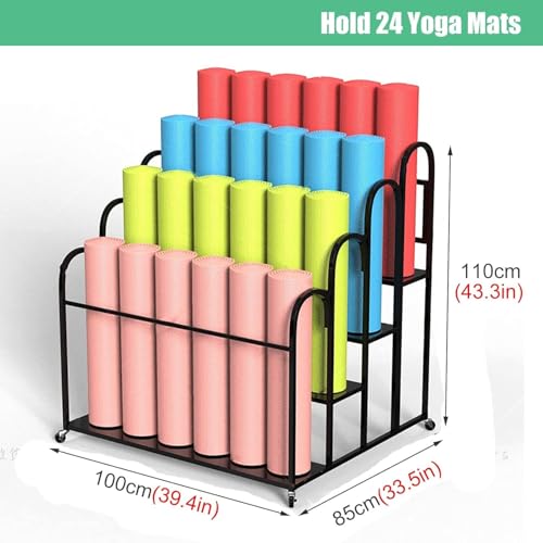 Support lesté tapis de yoga grande capacité à roulettes pour optimiser l'espace