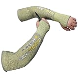 COOLJOB A6 Cut Resistant Sleeves for Garden Pruning Pet Handling, 18” Protective Arm Cover UPF50+ UV Sun Protection for Men Women, Thin Skin Approved Work Protector for Gardener Farmer, Medium, 1 Pair