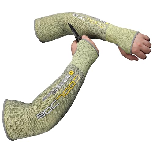 COOLJOB - COOLJOB A6 Cut Resistant Sleeves for Garden Pruning Pet Handling, 18” Protective Arm Cover UPF50+ UV Sun Protection for Men Women, Thin Skin Approved Work Protector for Gardener Farmer, Small, 1 Pair