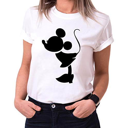 Kiss Mouse King Queen Partnerlook Camiseta de los Pares Dulce para Parejas...