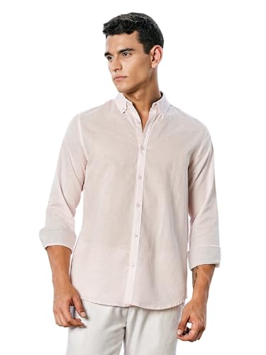 Image of Thomas Scott Men's | Linen Blend | Solid | Premium Cotton Linen Blend | Full Sleeve | Casual Shirt for Men