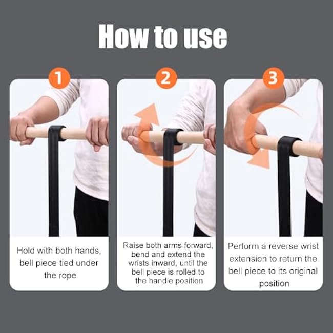 Forearm Strengthener, Wrist Roller Hand Grip Exerciser with Beech Handle for Workout Fitness Strength Training