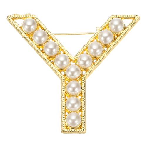 Image of PATIKIL Letter Brooch Pins, Pearl Initial Alphabet Letter Lapel Badges Pin for Women Men Girl Wife Suits