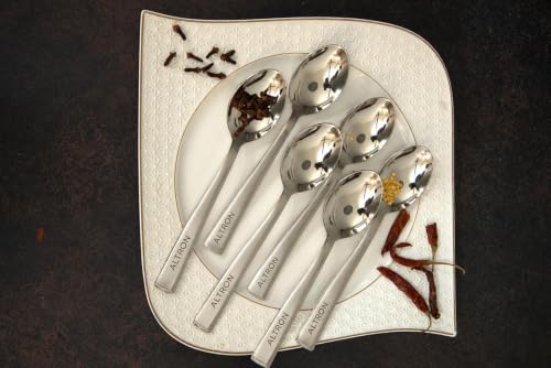 Image of ALTRON Premium Stainless Steel Spoon Set of 12 - Heavy Duty Mirror Finish Table Spoons, Rustproof, Durable & Dishwasher Safe Cutlery for Home, Kitchen, Hotel & Restaurant Use (Silver)