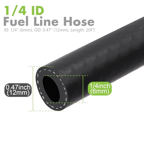 Image of Jeemiter 1 /4 inch ID x 20FT Fuel Line Hose SAE 30R7 Universal Kit - with 10 Clamps for Small Engine Repair - Fits Lawn Mowers, Generators, ATVs, Go Karts